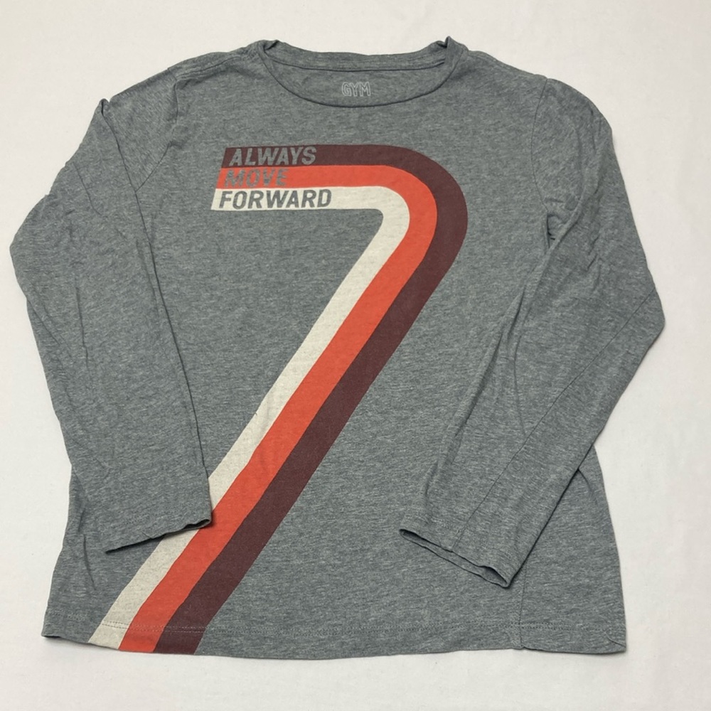 Gymboree Long Sleeve Gray and Red Tee with Sporty Graphic